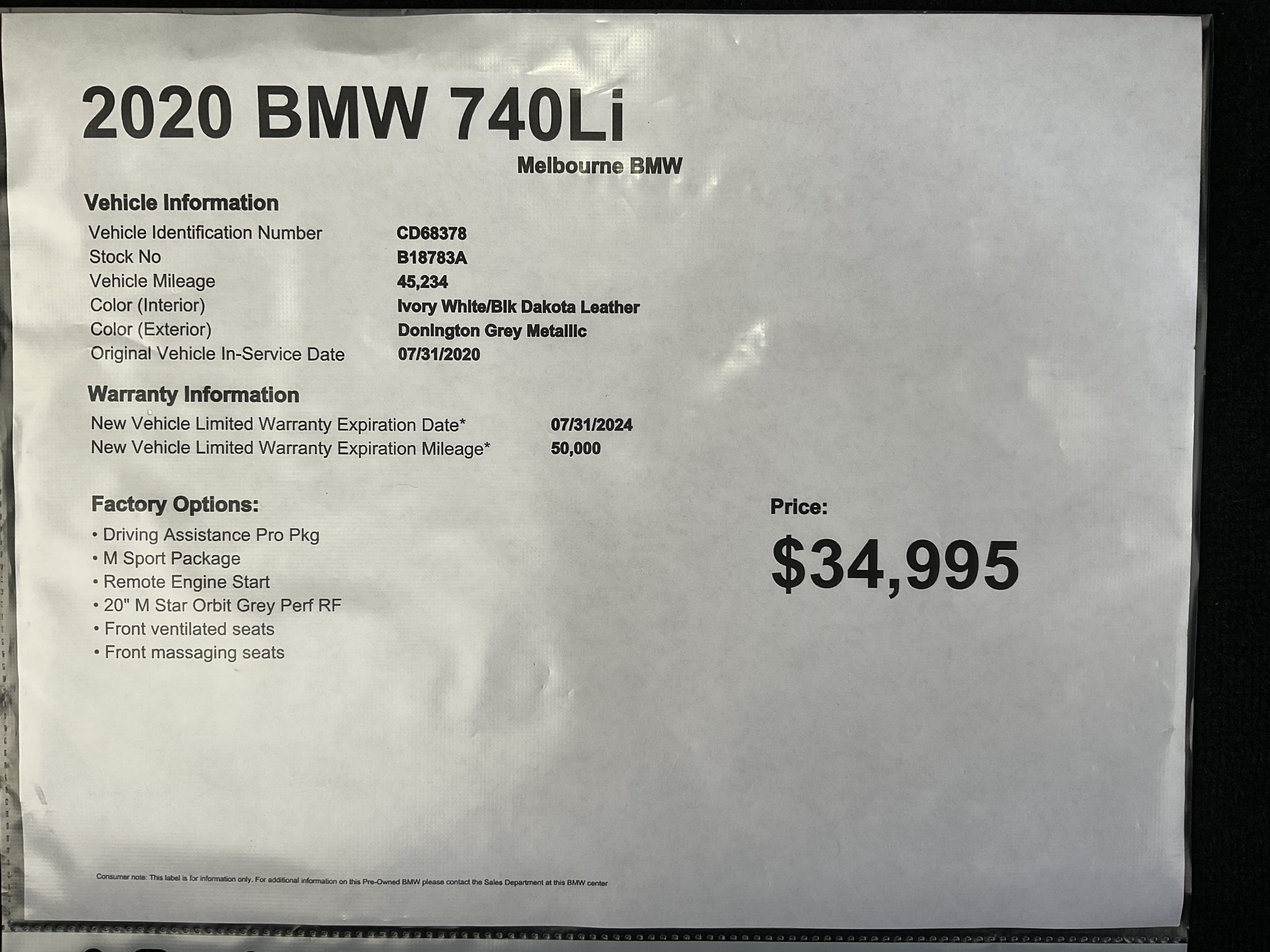 Used 2020 BMW 740i w/ M Sport Package RWD image 31