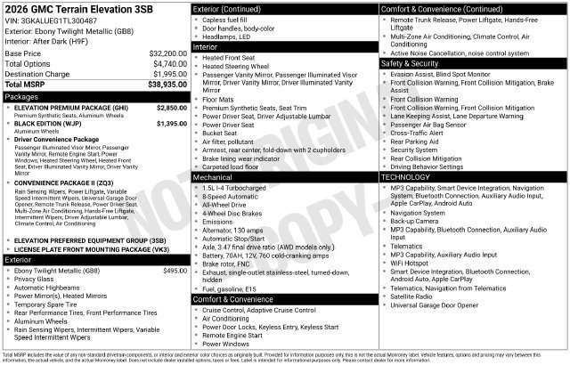 Used 2026 GMC Terrain Elevation w/ Elevation Premium Package AWD/4WD image 39
