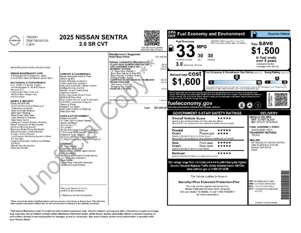 Certified 2025 Nissan Sentra SR w/ Midnight Edition FWD image 4