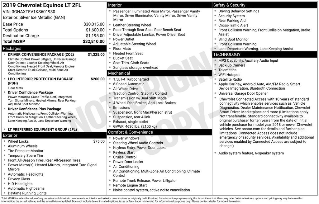 Used 2019 Chevrolet Equinox LT w/ Driver Convenience Package AWD/4WD image 4
