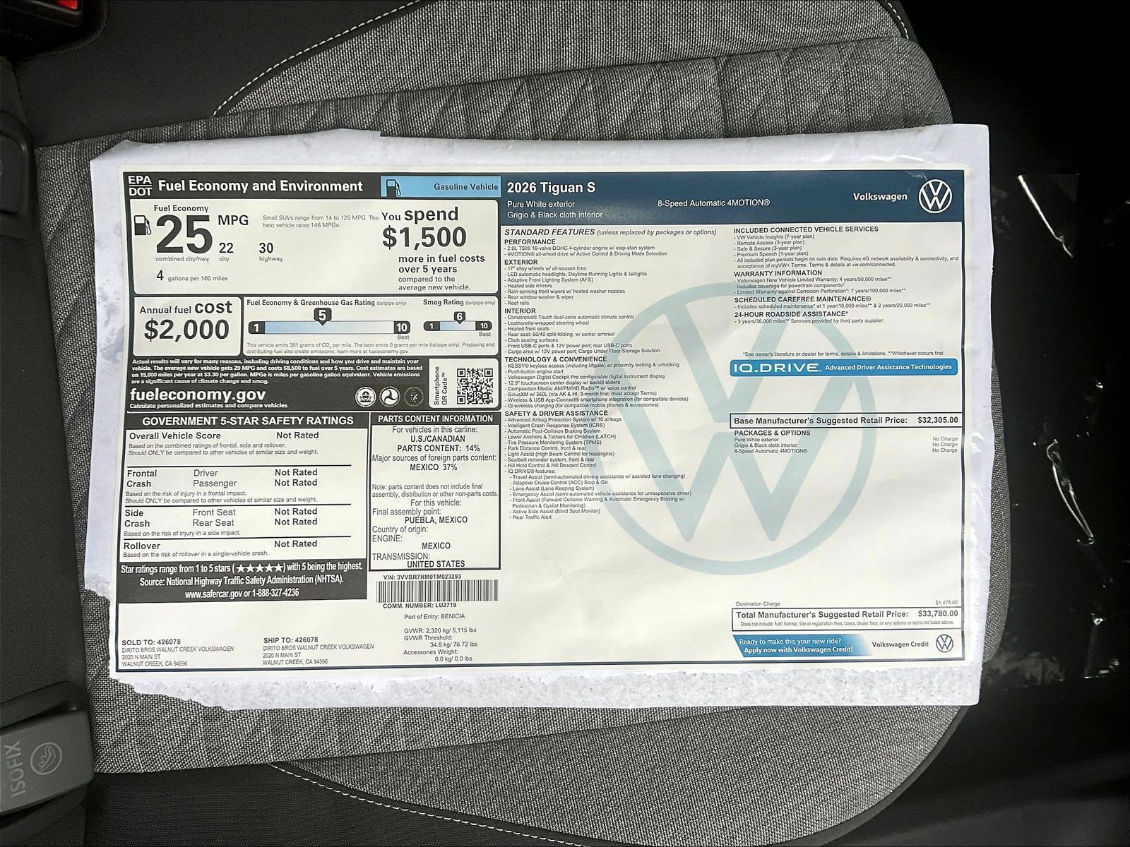 New 2026 Volkswagen Tiguan S AWD/4WD image 11