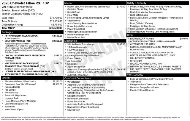 Certified 2026 Chevrolet Tahoe RST w/ RST Capability Package AWD/4WD image 24