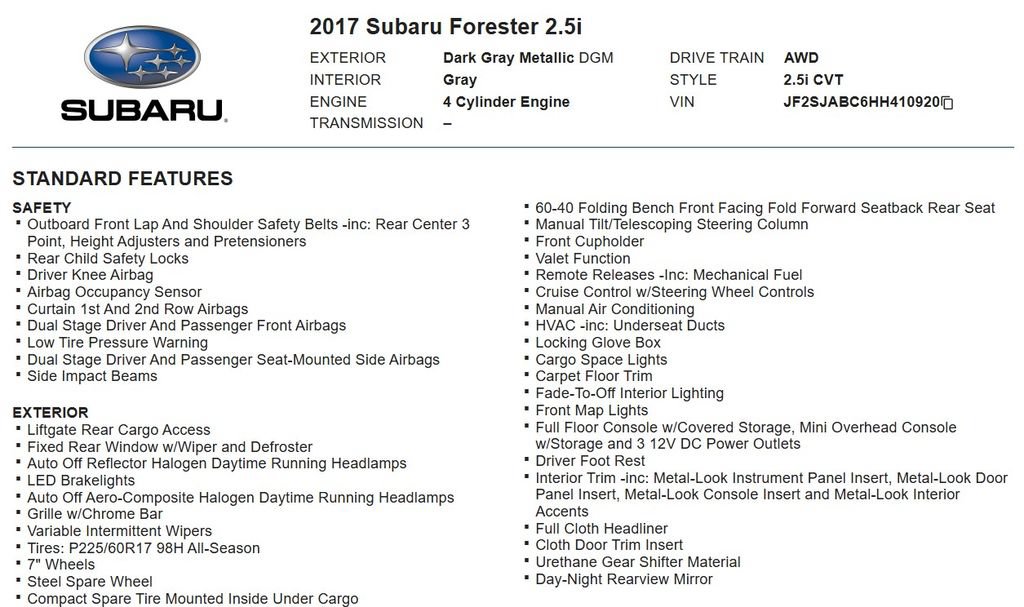 Used 2017 Subaru Forester 2.5i w/ Alloy Wheel Package AWD/4WD image 16