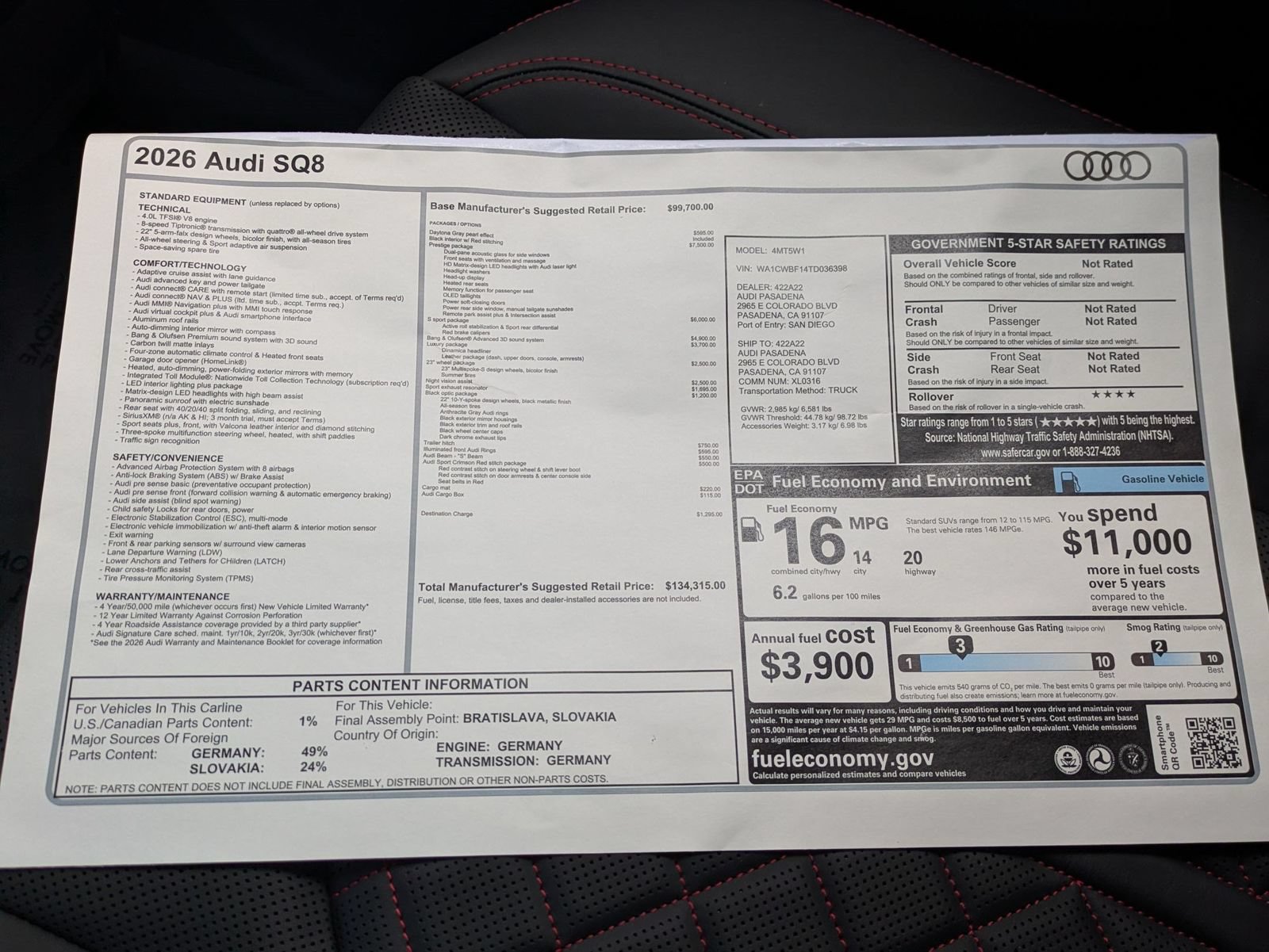 New 2026 Audi SQ8 Prestige AWD/4WD image 18