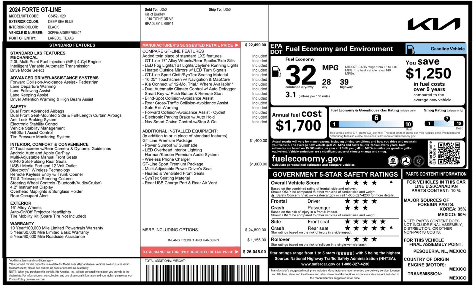 Used 2024 Kia Forte GT-Line w/ GT-Line Premium Package FWD image 53
