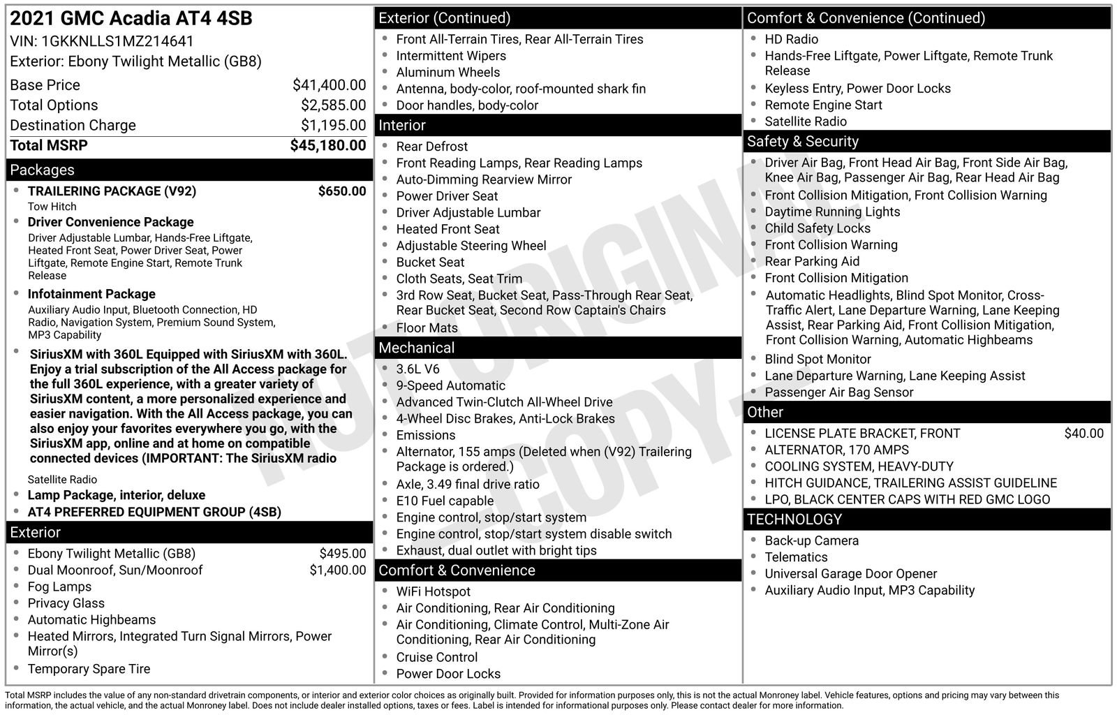 Used 2021 GMC Acadia AT4 w/ Trailering Package AWD/4WD image 26