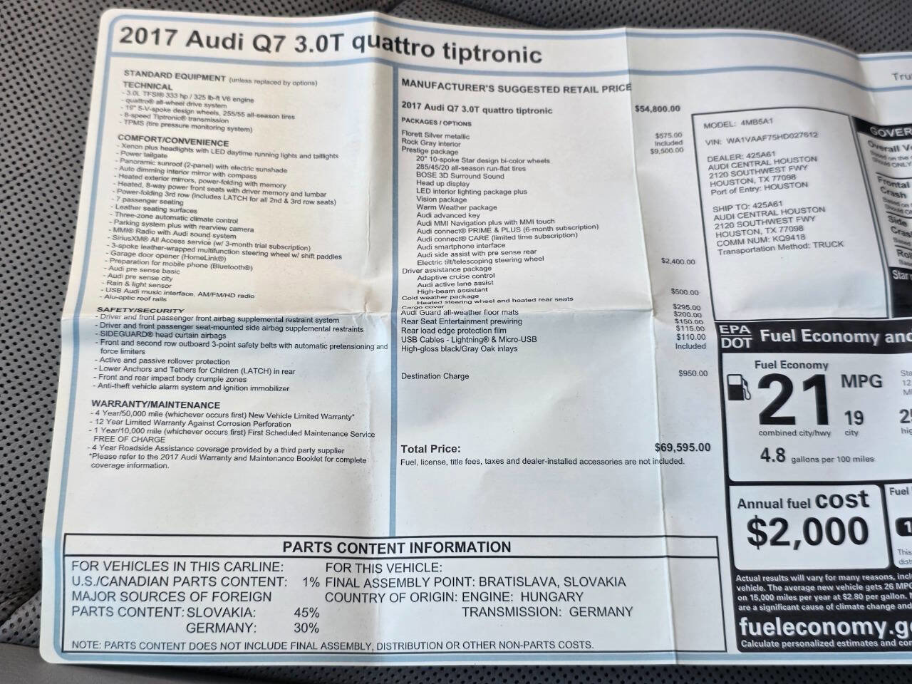 Used 2017 Audi Q7 3.0T Prestige AWD/4WD image 38