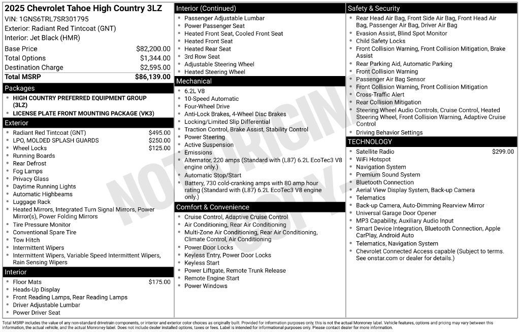 Certified 2025 Chevrolet Tahoe High Country AWD/4WD image 44