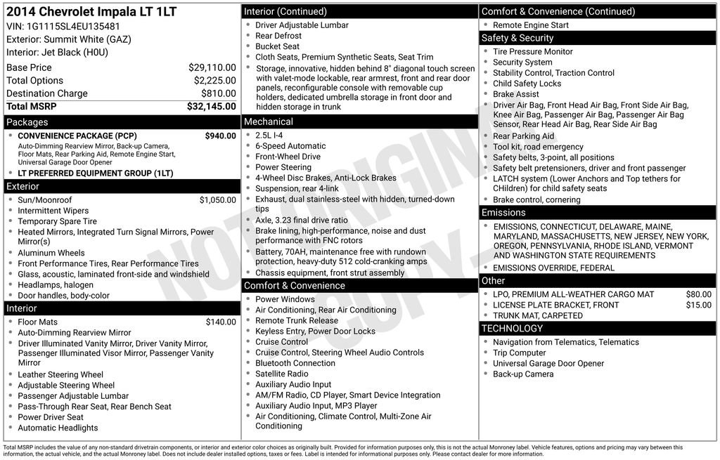 Used 2014 Chevrolet Impala LT w/ Convenience Package image 51