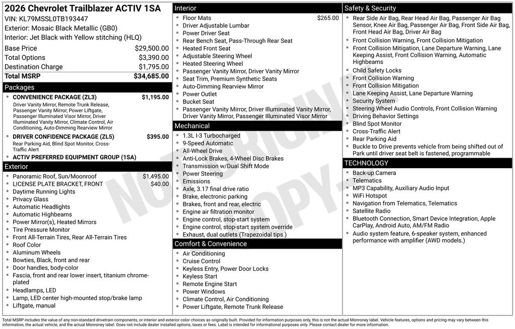 New 2026 Chevrolet TrailBlazer ACTIV w/ Convenience Package AWD/4WD image 6
