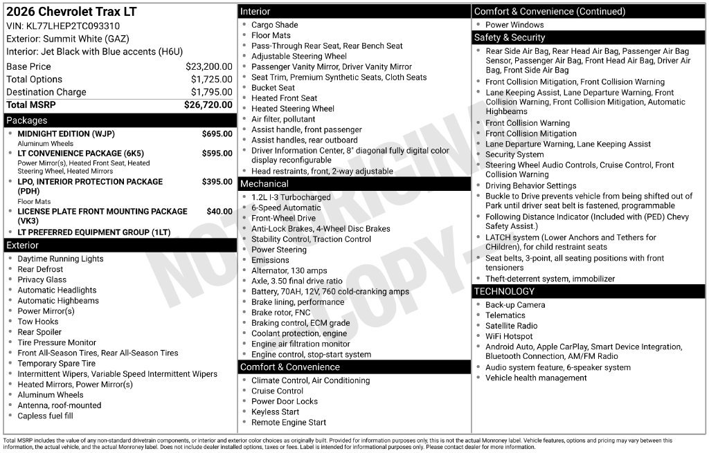 Used 2026 Chevrolet Trax LT w/ Midnight Edition FWD image 8