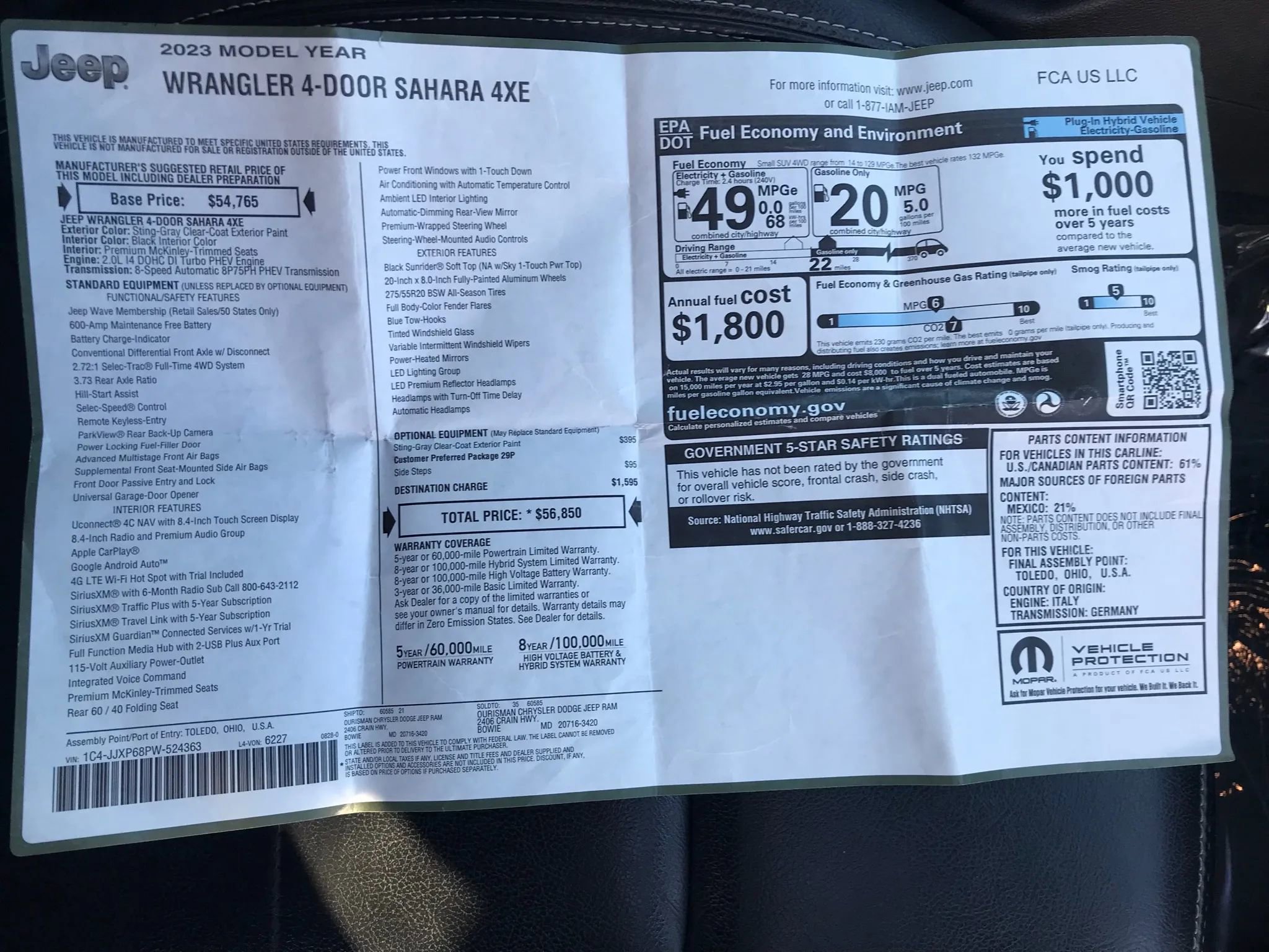 Used 2023 Jeep Wrangler Unlimited Sahara image 49