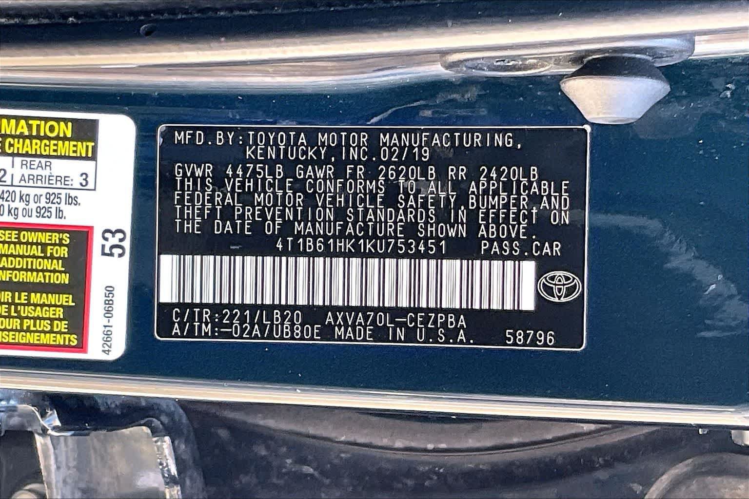 Used 2019 Toyota Camry XSE w/ 4 Season Floor Mat Package FWD image 19
