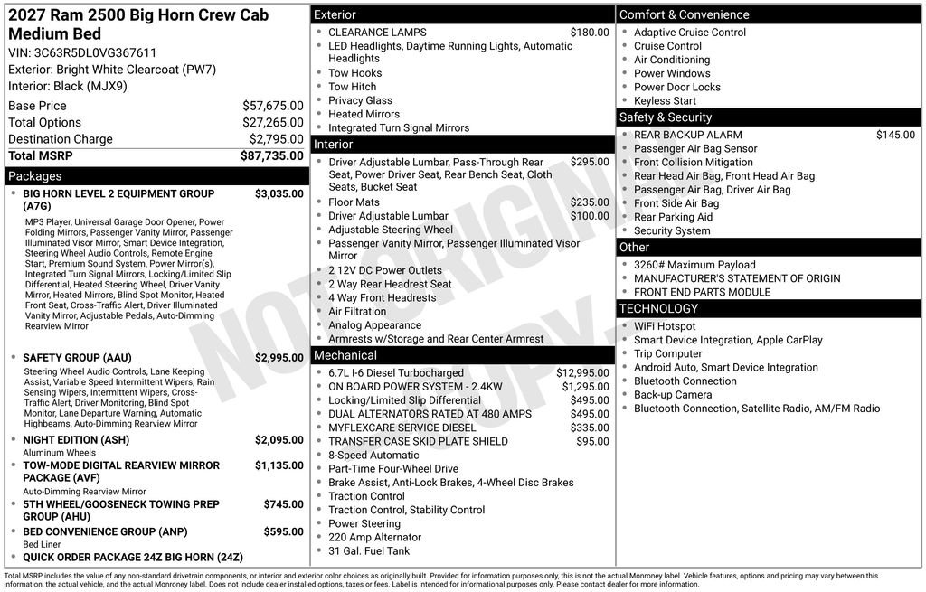 New 2027 RAM 2500 Big Horn AWD/4WD image 2