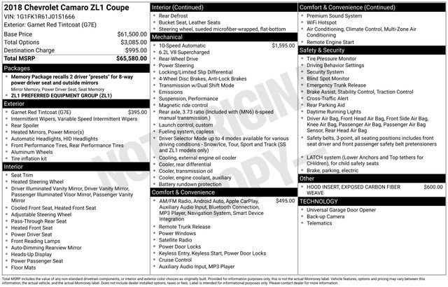 Used 2018 Chevrolet Camaro ZL1 image 13