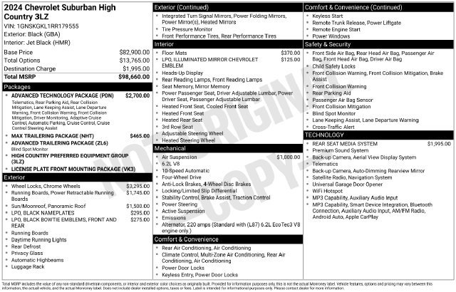 Used 2024 Chevrolet Suburban High Country w/ Advanced Technology Package AWD/4WD image 10