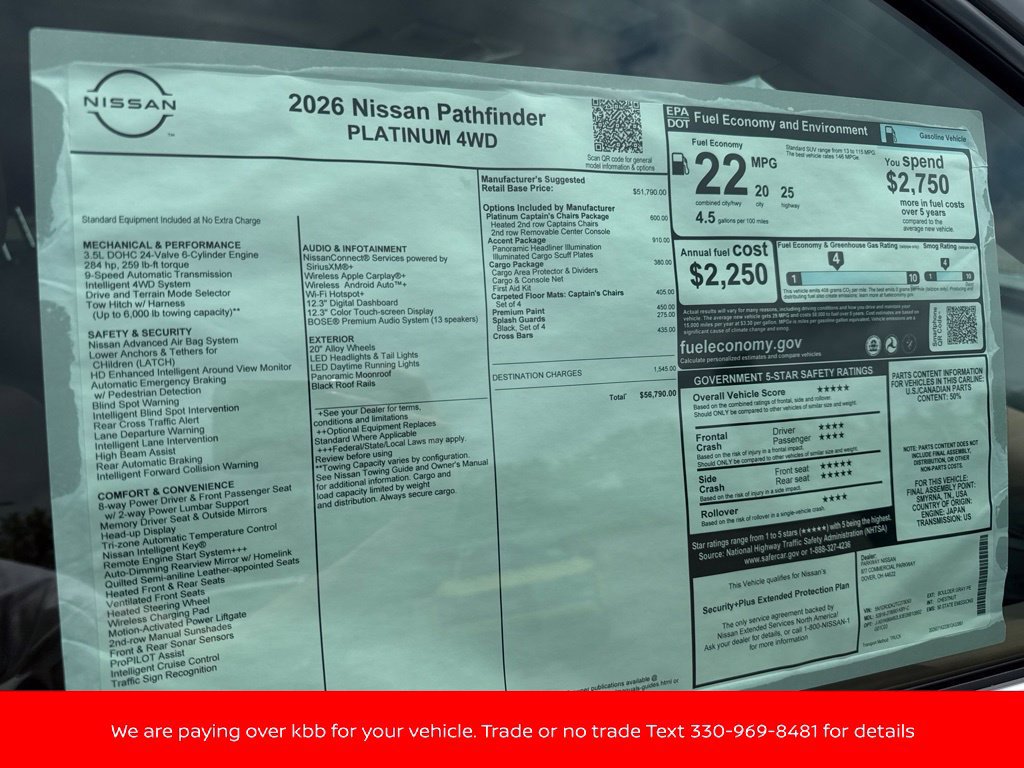 New 2026 Nissan Pathfinder Platinum w/ Accent Package AWD/4WD image 50