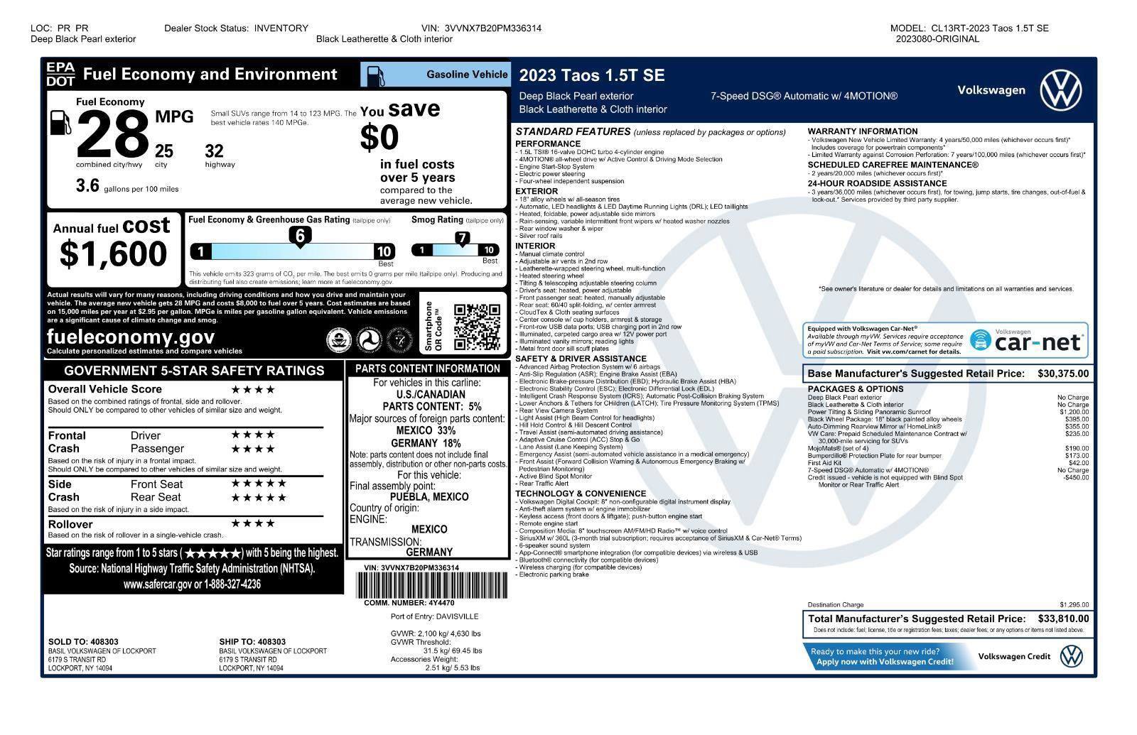 Certified 2023 Volkswagen Taos SE w/ Panoramic Sunroof Package AWD/4WD image 47