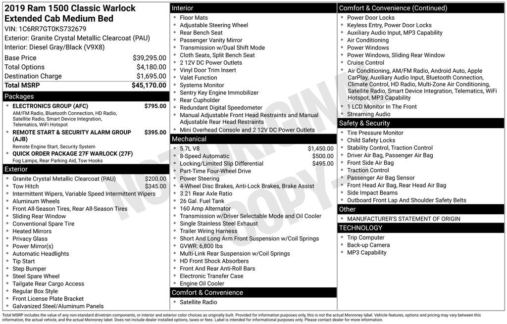 Certified 2019 RAM 1500 Warlock w/ Electronics Group AWD/4WD image 7