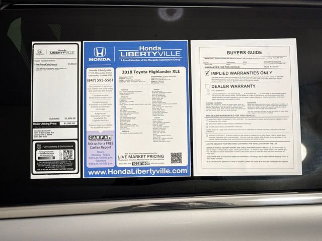 Used 2018 Toyota Highlander XLE w/ Protection Package #3 image 50