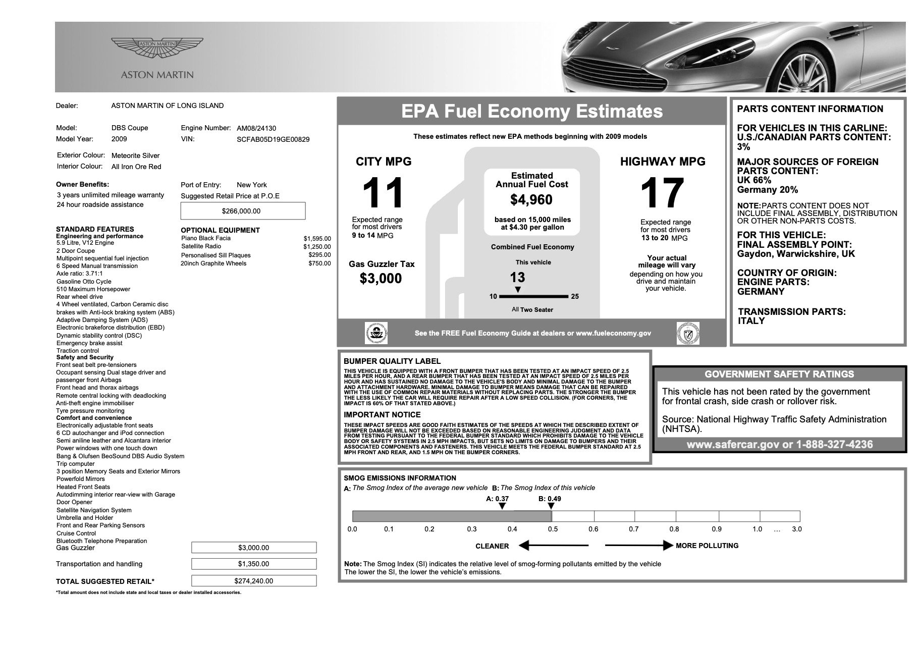 Used 2009 Aston Martin DBS Coupe RWD image 38