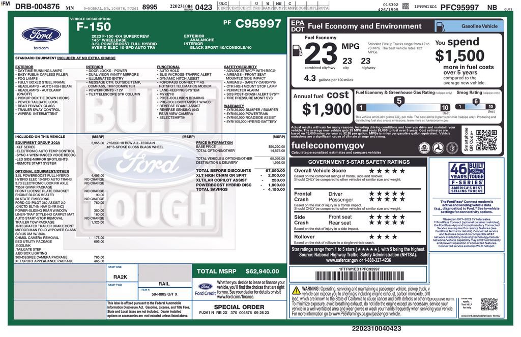 Certified 2023 Ford F150 XLT w/ Equipment Group 302A High AWD/4WD image 41