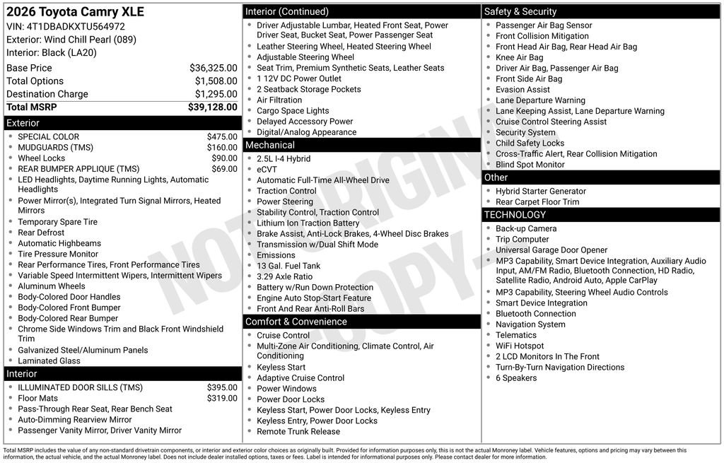 New 2026 Toyota Camry XLE AWD/4WD image 37