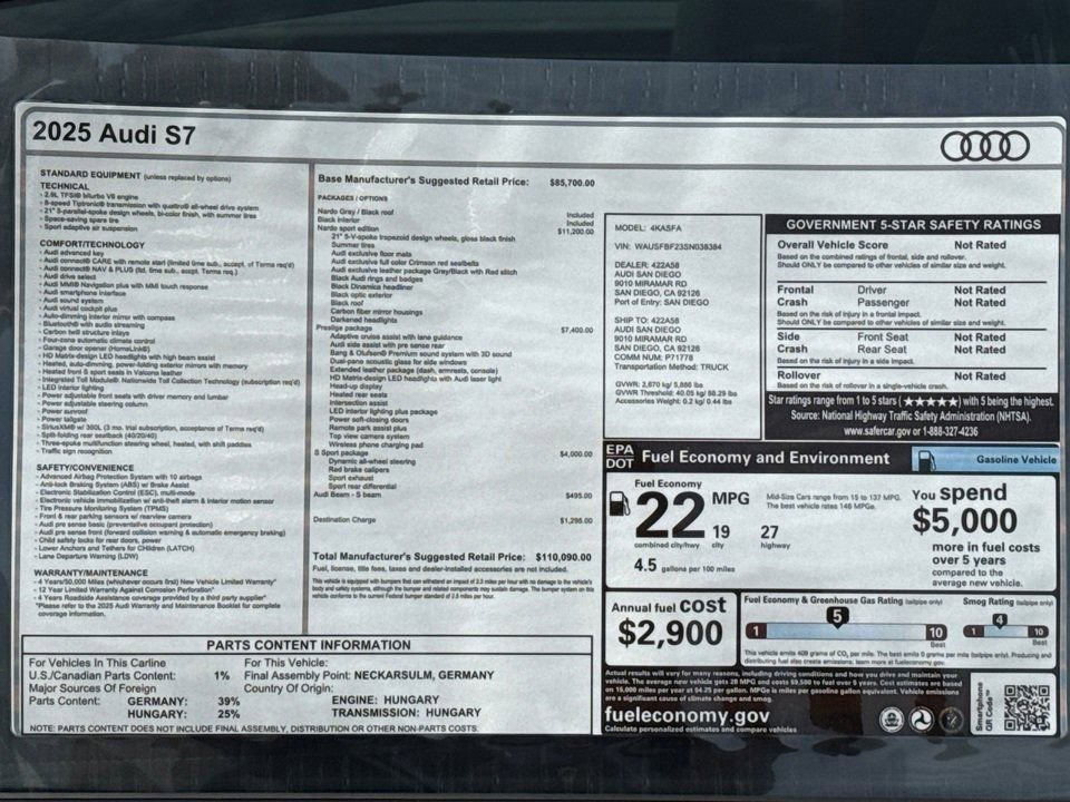 New 2025 Audi S7 Prestige AWD/4WD image 21