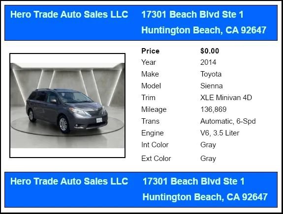 Used 2014 Toyota Sienna XLE FWD image 10