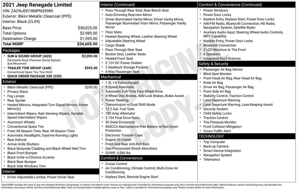 Used 2021 Jeep Renegade Limited w/ Sun & Sound Group AWD/4WD image 32
