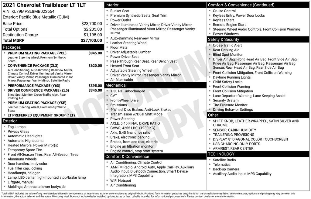 Used 2021 Chevrolet TrailBlazer LT w/ Premium Seating Package FWD image 34