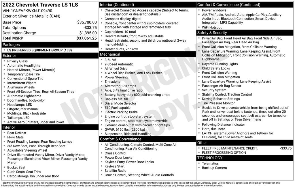 Used 2022 Chevrolet Traverse LS AWD/4WD image 3