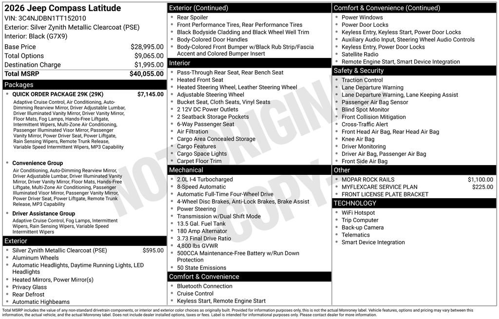 New 2026 Jeep Compass Latitude w/ Quick Order Package 29K image 6