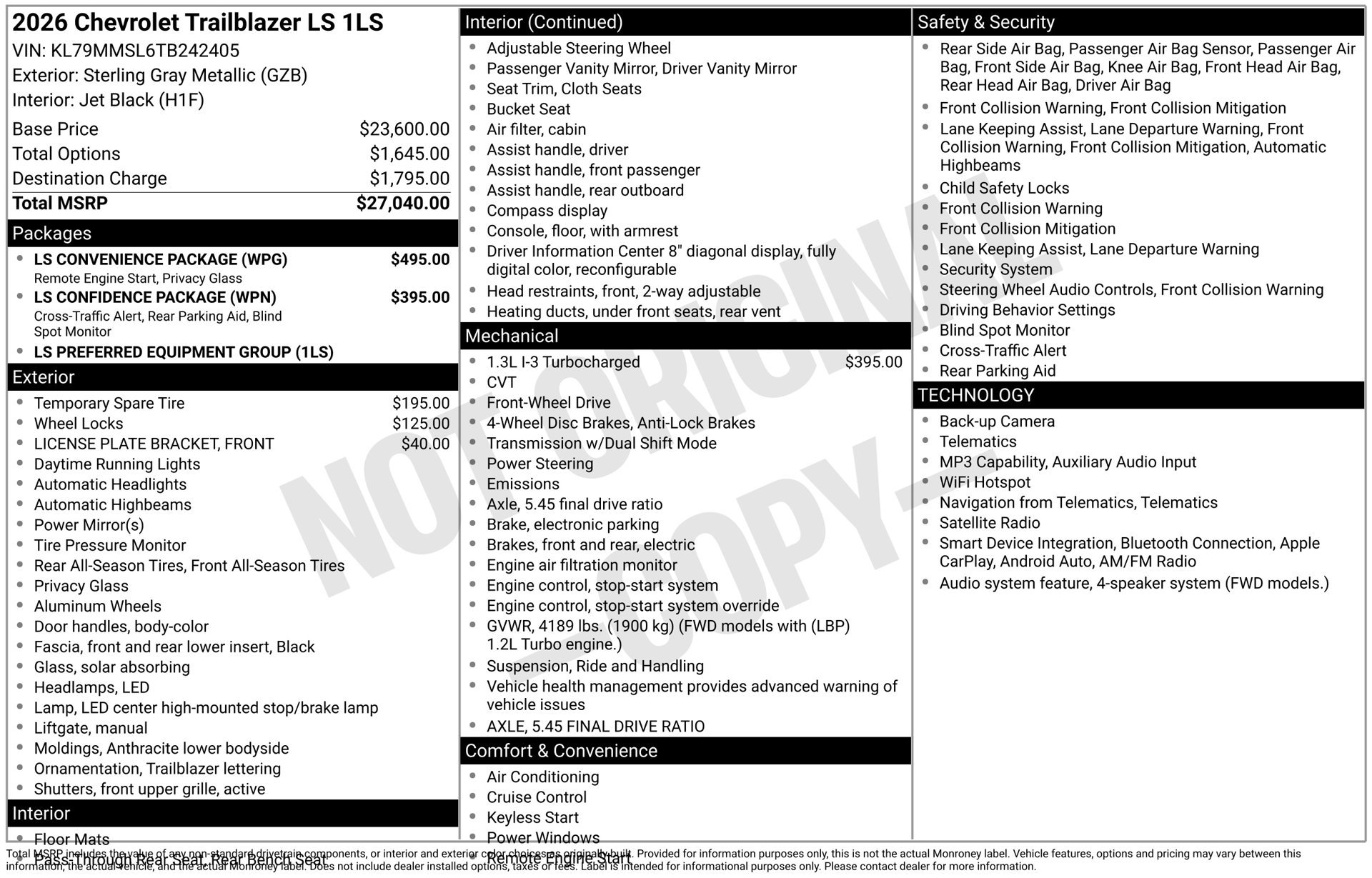 New 2026 Chevrolet TrailBlazer LS w/ LS Convenience Package FWD image 3
