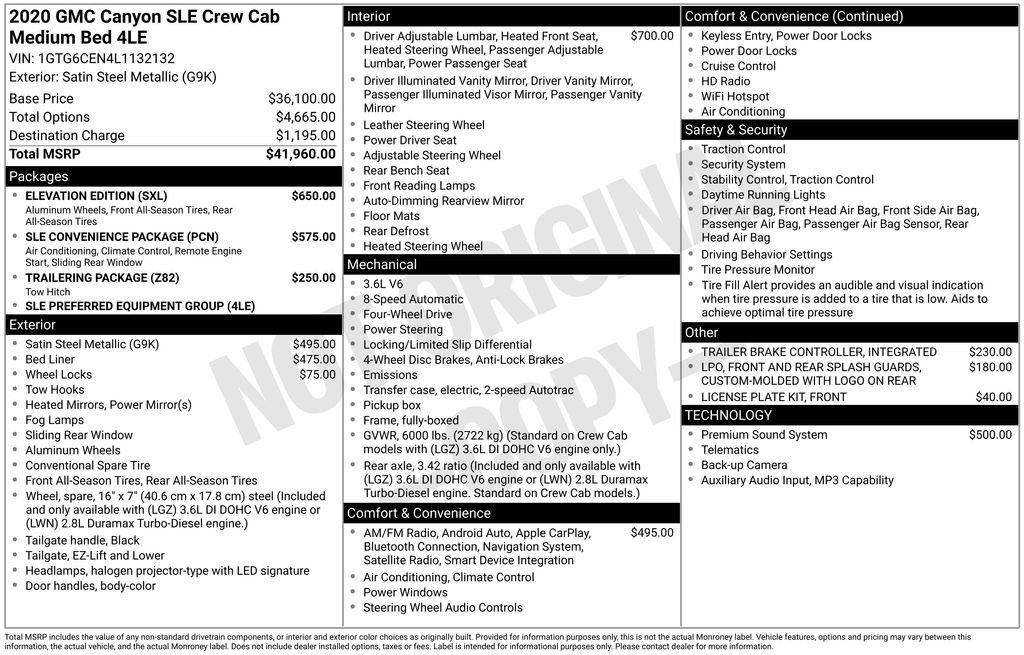 Used 2020 GMC Canyon SLE w/ Elevation Edition image 7