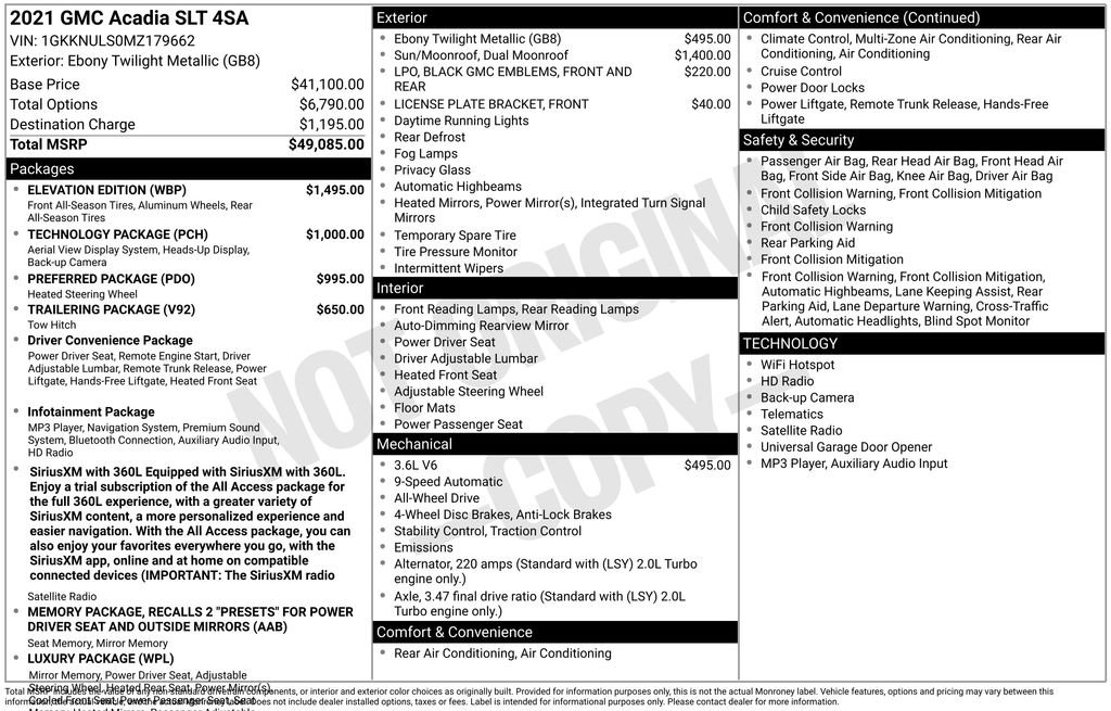 Used 2021 GMC Acadia SLT w/ Elevation Edition AWD/4WD image 37