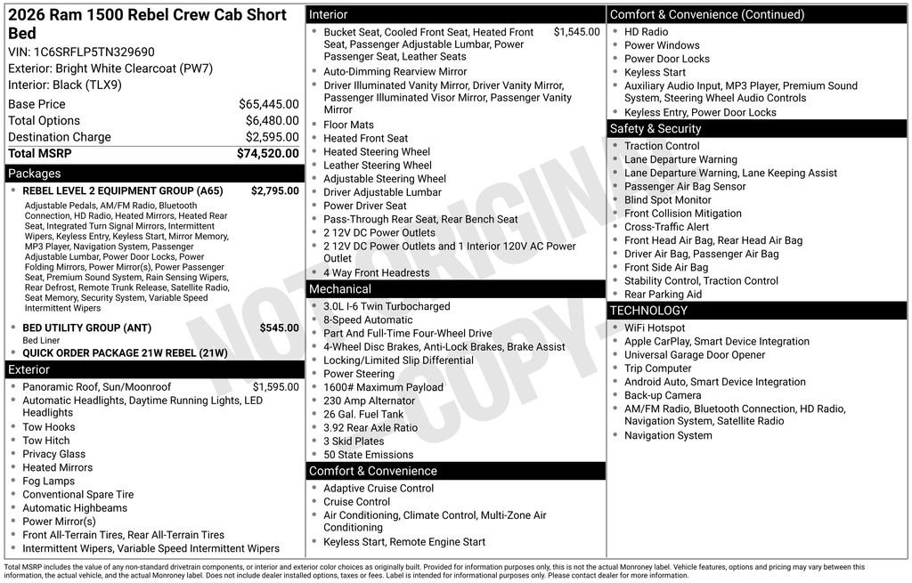 New 2026 RAM 1500 Rebel w/ Rebel Level 2 Equipment Group image 6