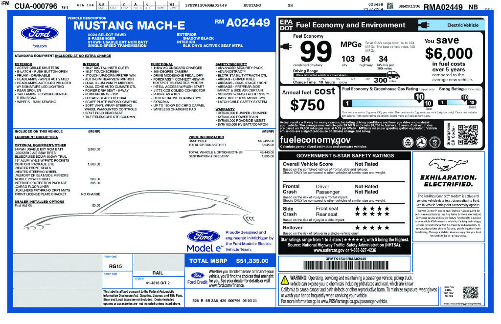 Used 2024 Ford Mustang Mach-E Select w/ Comfort Package Lite AWD/4WD image 2