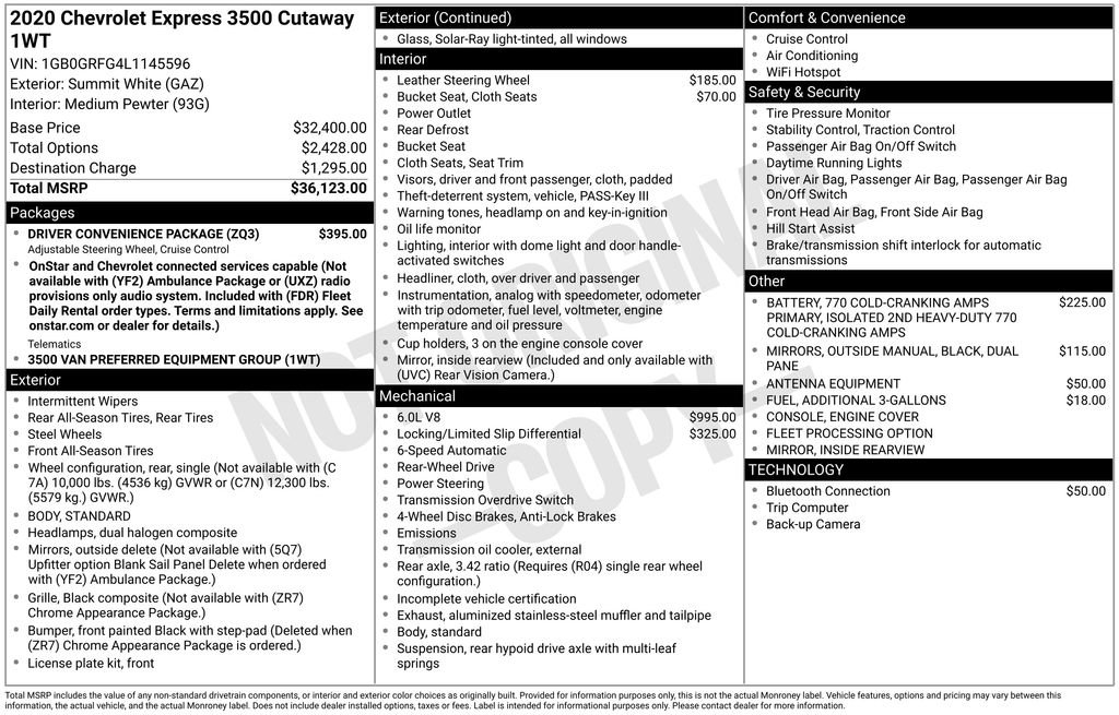 Used 2020 Chevrolet Express 3500 w/ Driver Convenience Package image 26