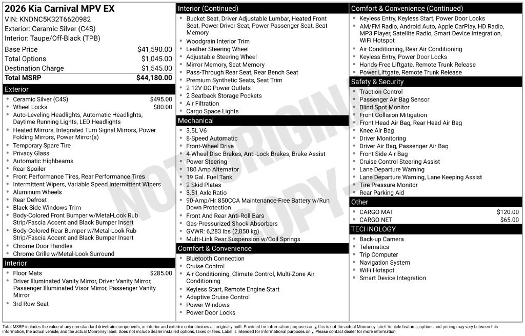 New 2026 Kia Carnival EX FWD image 8