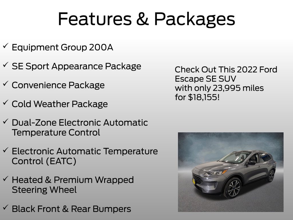 Certified 2022 Ford Escape SE w/ SE Sport Appearance Package AWD/4WD image 4