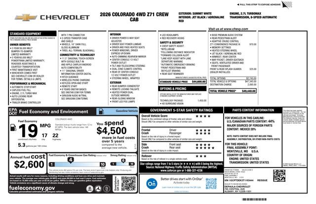 New 2026 Chevrolet Colorado Z71 w/ Technology Package AWD/4WD image 2