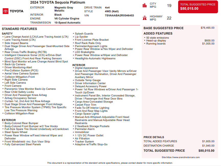 Used 2024 Toyota Sequoia Platinum AWD/4WD image 3