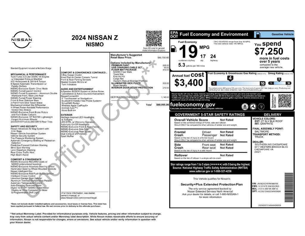 New 2024 Nissan Z NISMO w/ Floor Mat Package image 9