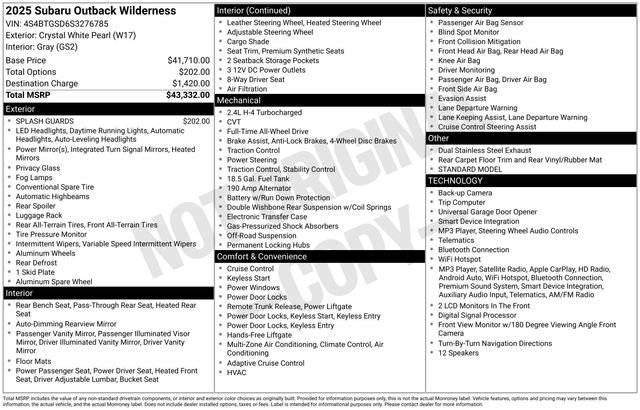 Used 2025 Subaru Outback Wilderness AWD/4WD image 6