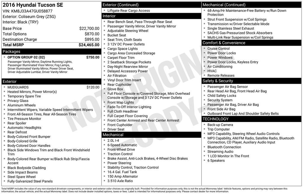 Used 2016 Hyundai Tucson SE w/ Option Group 02 FWD image 10