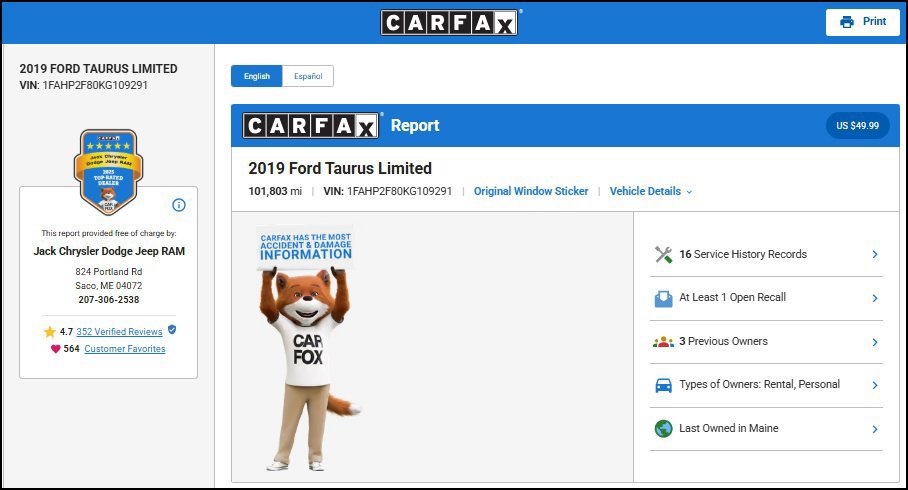 Used 2019 Ford Taurus Limited FWD image 9