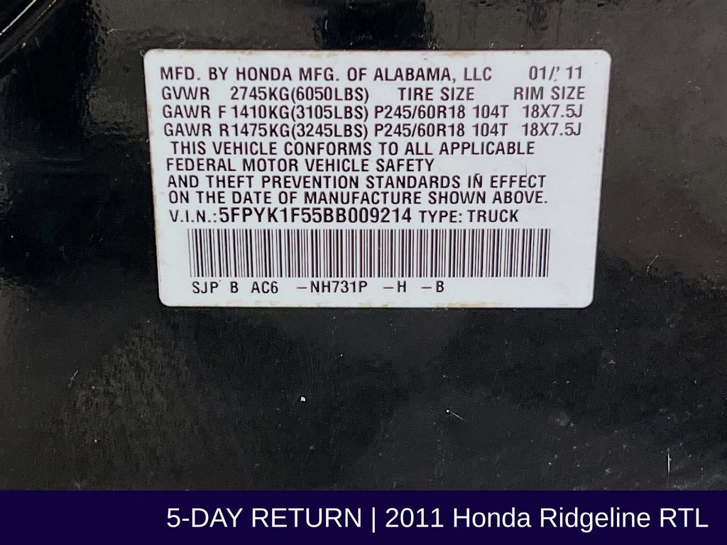 Used 2011 Honda Ridgeline RTL image 36