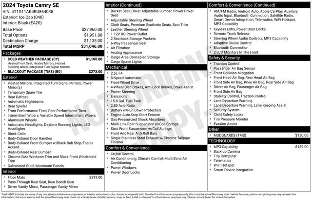 Used 2024 Toyota Camry SE w/ Cold Weather Package image 10