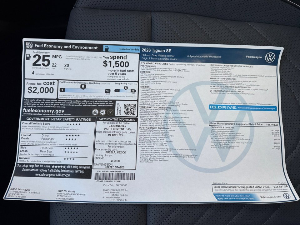 New 2026 Volkswagen Tiguan SE AWD/4WD image 33